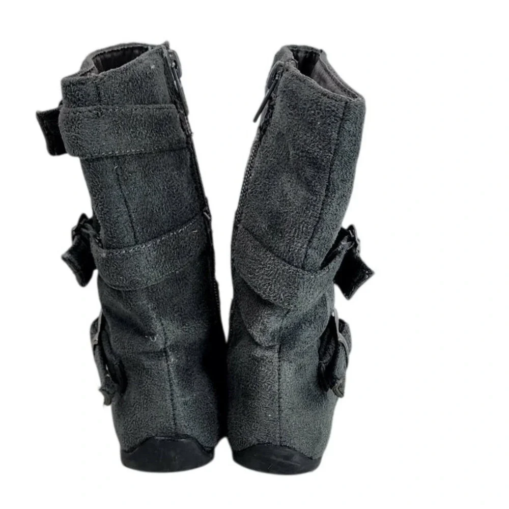 Kids‎ Girls Grey Faux Suede Buckle Zip Tall Boots Toddler Child Size 6